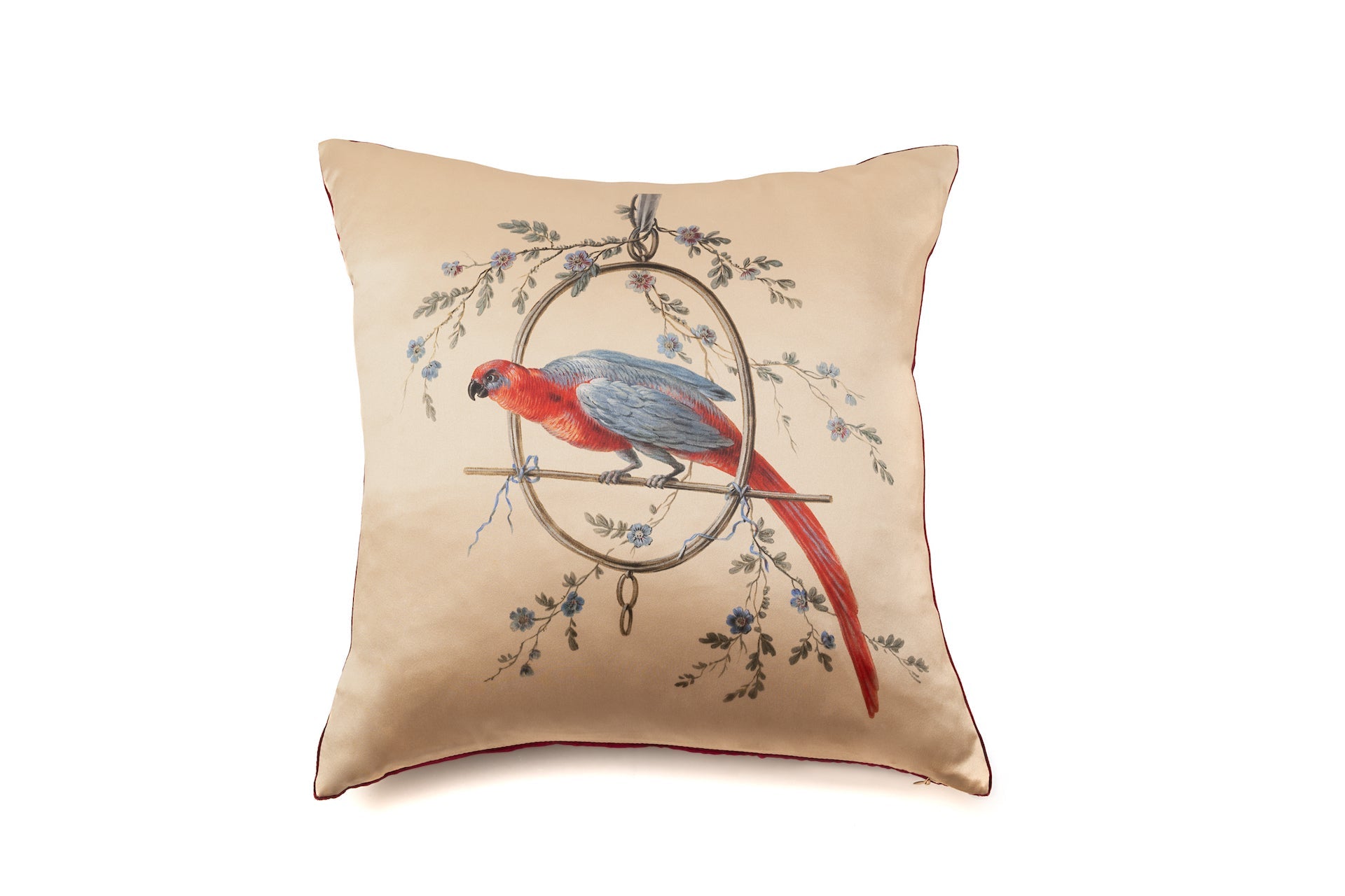 Silk Cushion Gold ''Le Perroquet'' - House of Castlebird Rose