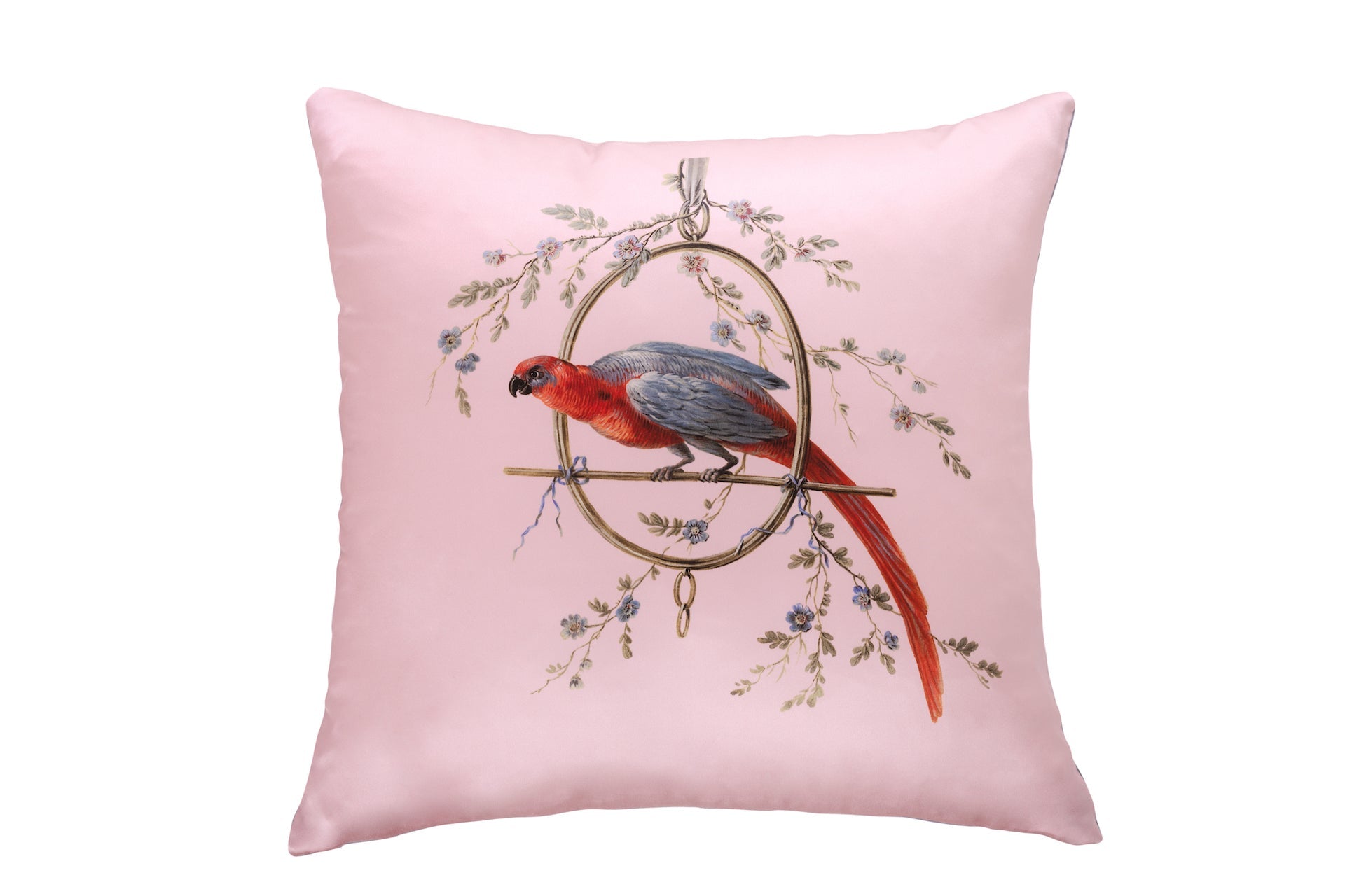 Silk Cushion French Pink ''Le Perroquet'' - House of Castlebird Rose