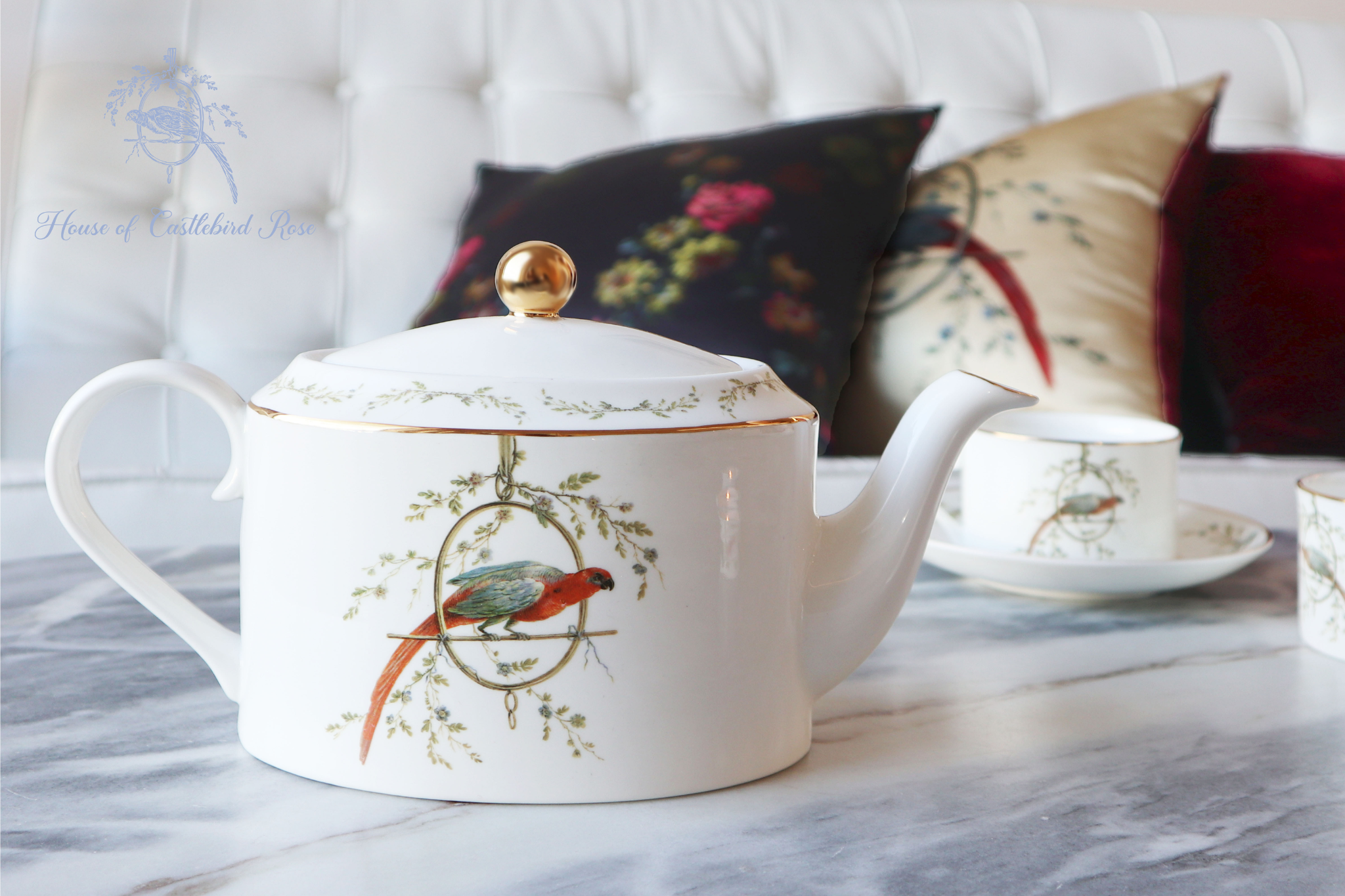 Bone China Tea-For-Two set ''Le Perroquet'' - House of Castlebird Rose