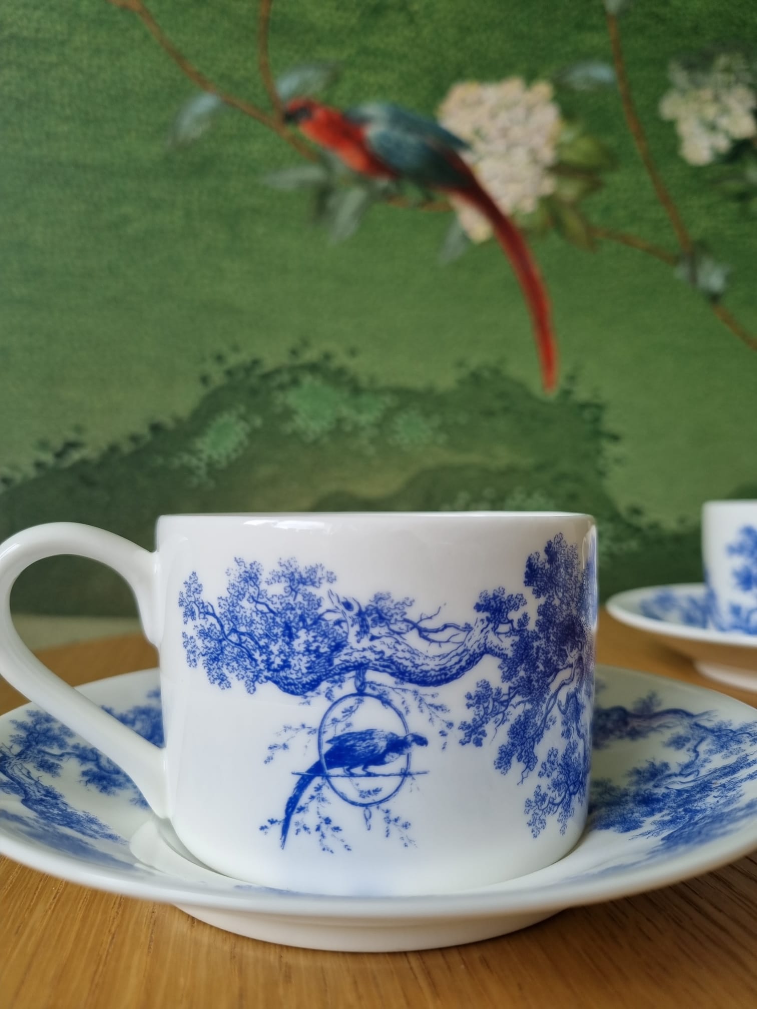 TOILE DE JOUY CUP AND SAUCER ''Castlebird''