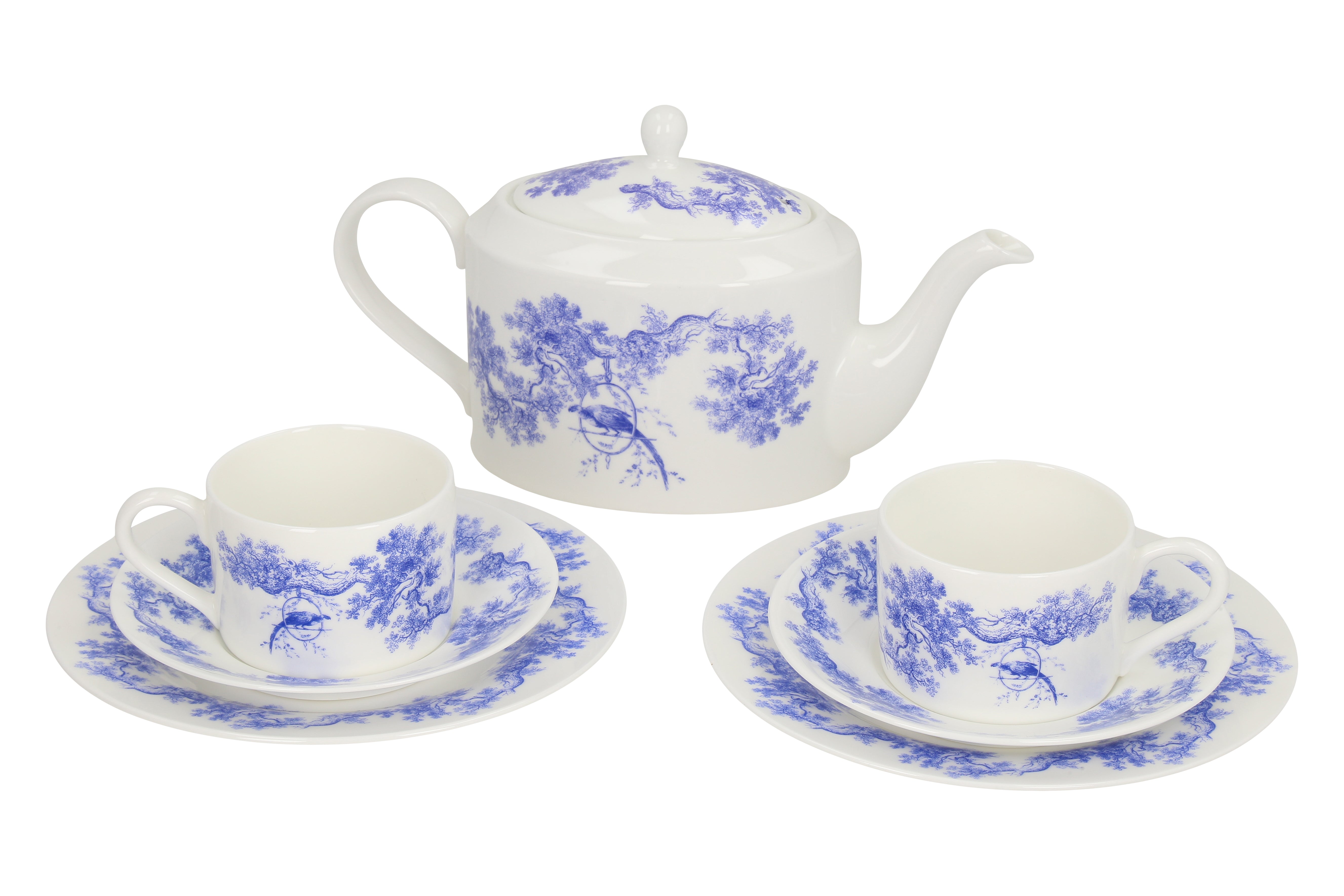 Toile de Jouy Tea-For-Two set ''Castlebird'' - House of Castlebird Rose